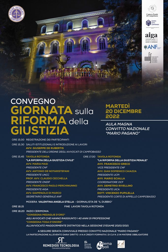 20 DICEMBRE 2022 – CONVEGNO GIORNATA SULLA RIFORMA DELLA GIUSTIZIA