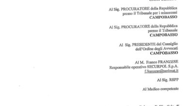 Regolamento dell’attività di videosorveglianza. Palazzo di Giustizia di Campobasso e sedi esterne.